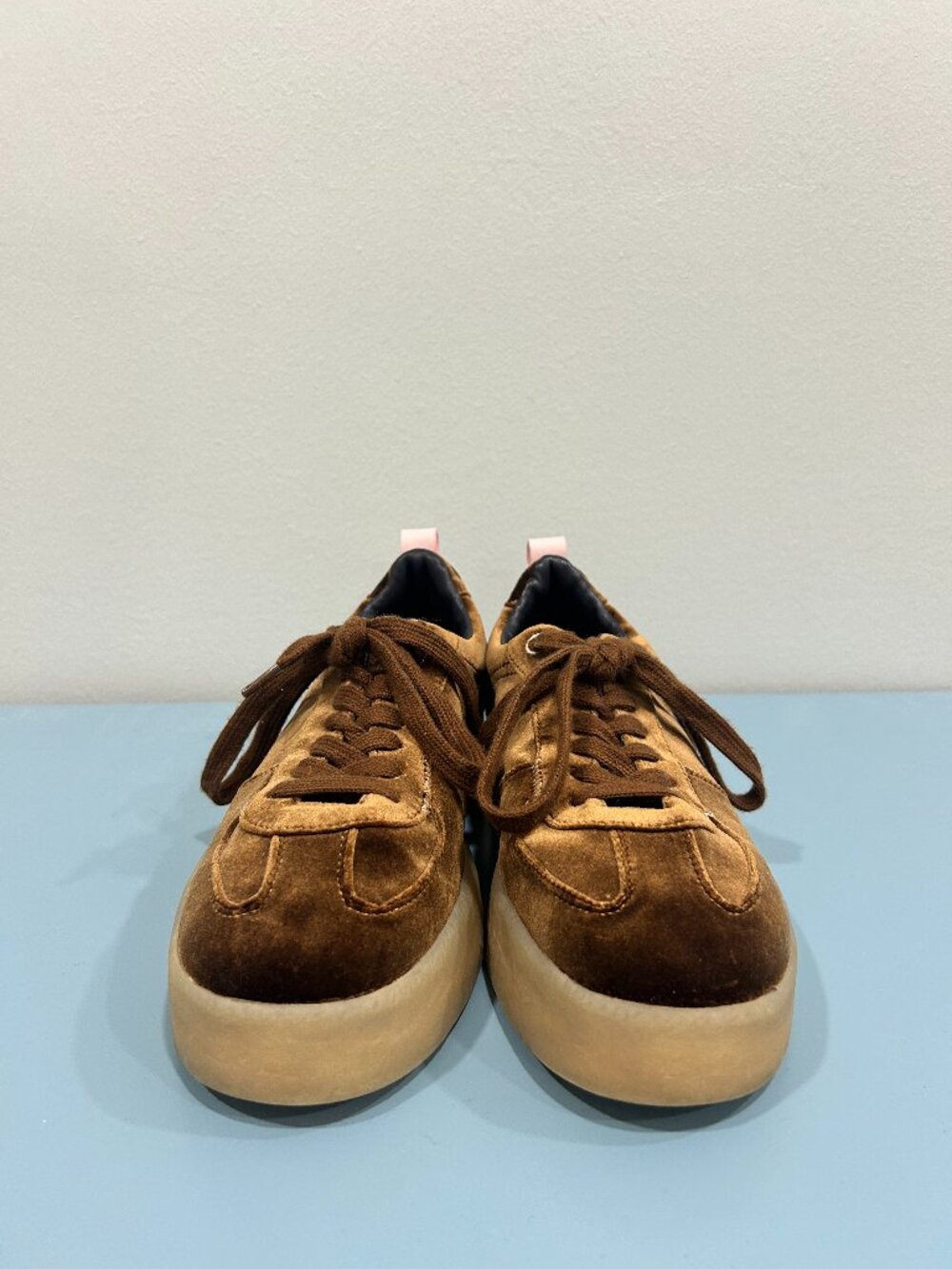 Steve Madden Tucker Platform Sneakers In Brown Velvet Size 8M
